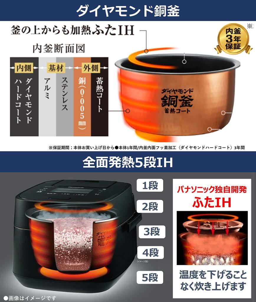 Panasonic IH Rice Black SR-HB100-K 5.5-cup Cooker,