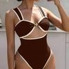 European and American Sexy Solid Color One-piece Swimsuit Pentagram Accessories Swimsuit Set Bikini Bohemian Style