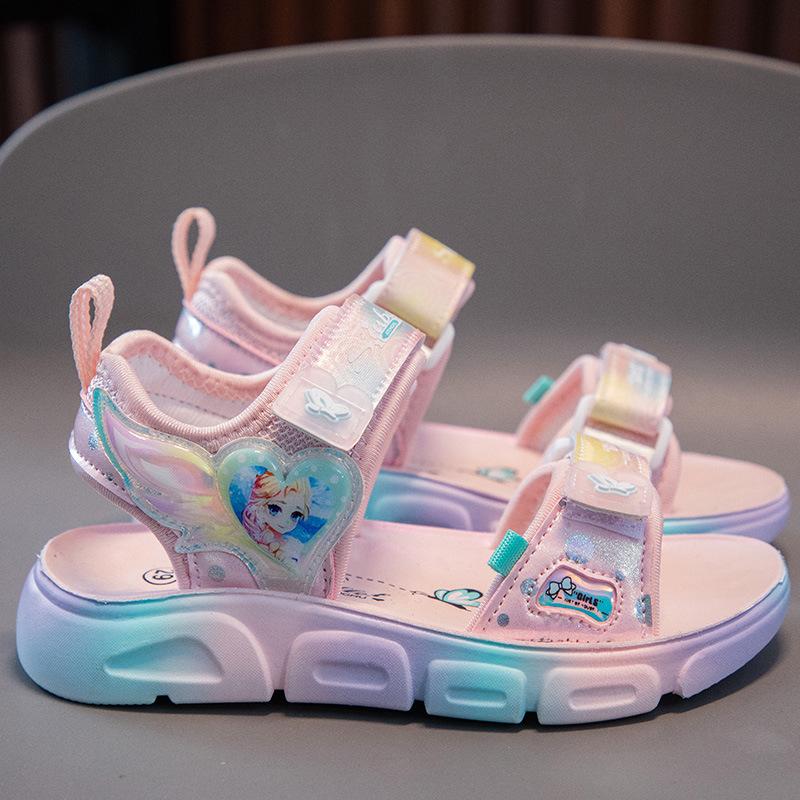 Children's cartoon polyurethane sports sandals New little girl open-toed princess sandals Soft sole Comfortable students