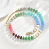 Boho Colorful Natural Stone Necklace for Women, Stainless Steel OT Buckle Rainbow Bead Choker Necklace ,Summer Handmade Jewelry