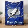 Name Custom Tampa Bay Lightning Print Flannel Blanket High Quality Warm Comfortable Cover for All Seasons Perfect for Gifts Home Decor