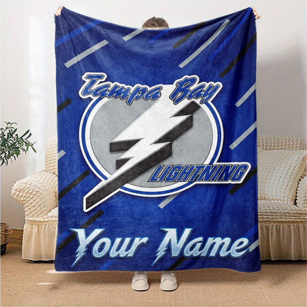 Name Custom Tampa Bay Lightning Print Flannel Blanket High Quality Warm Comfortable Cover for All Seasons Perfect for Gifts Home Decor