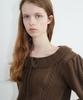 SINOON Ruffle Cable Knit Pullover (Brown)