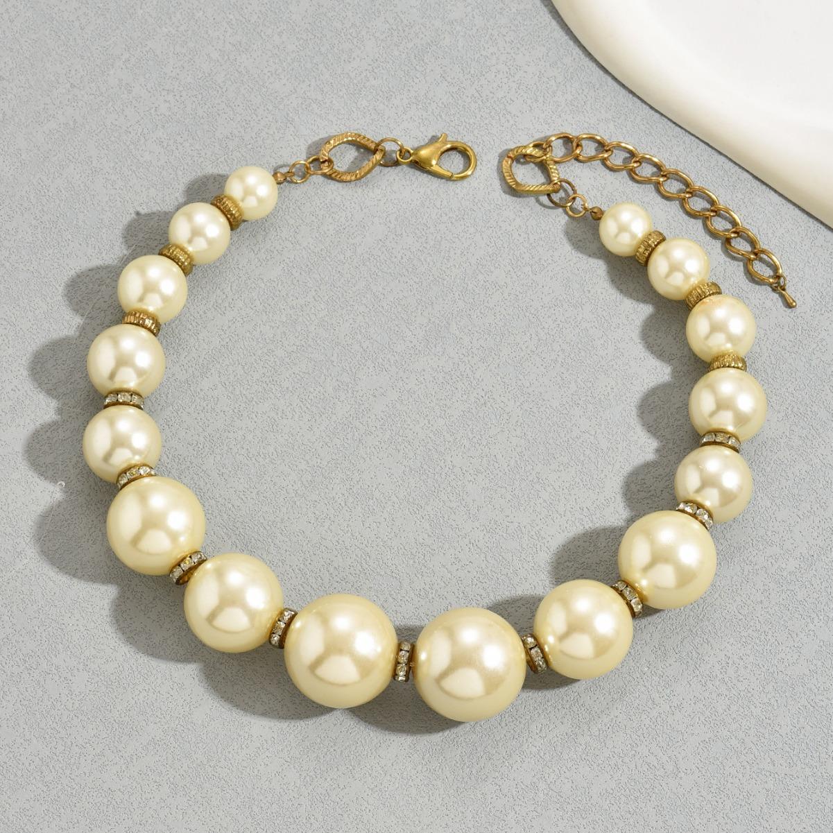 

inlaid pearl zircon necklace ins niche personality design hip-hop style collarbone chain beaded necklace