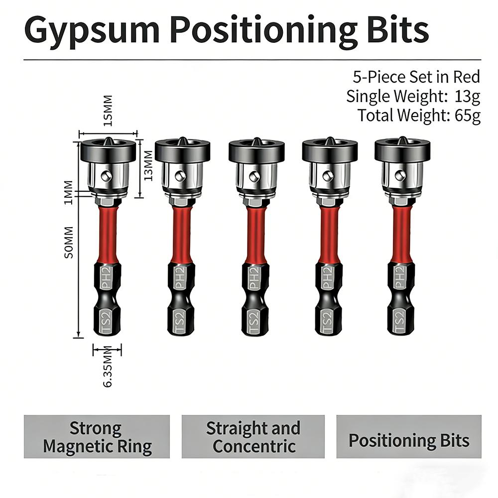 Magnetic Positioning Screwdriver Bits Drywall Screw Bit 50mm Gypsum Board Plasterboard Screws Locating Batch Head Drilling Tools