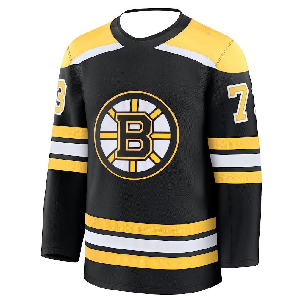 Maglia da Hockey - Nera con Accenti Giallo/Bianchi "McAvoy 73" Logo Classico "B" Strato Base Confortevole per Autunno e Inverno