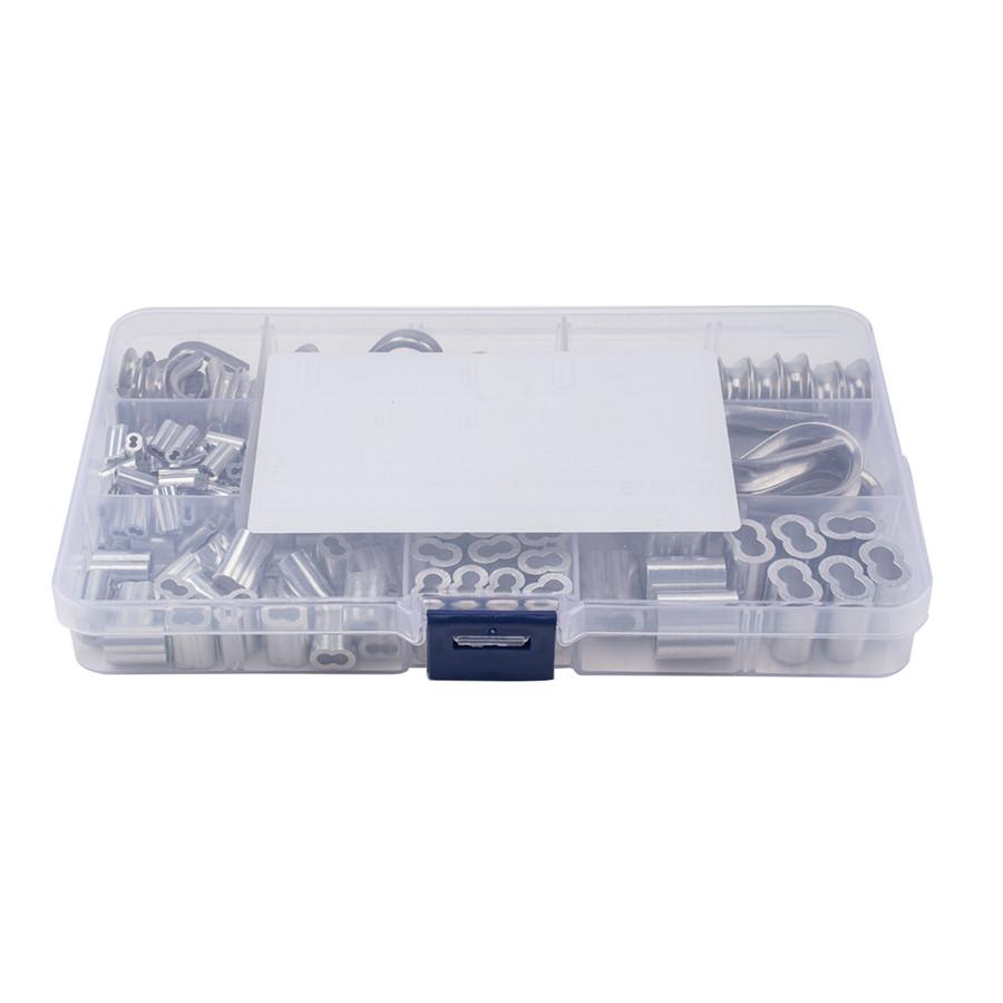 195PCS Stainless Steel Casing and 6 Size Aluminum Crimp Ring Casing Sorting Kit