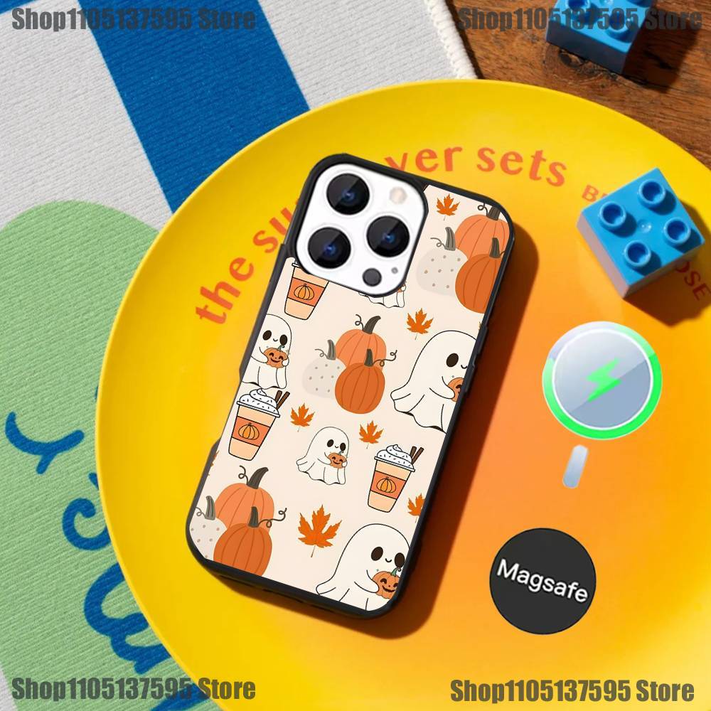Halloween Cute Pumpkin Skull Phone Case For iPhone 17,16,15,14,13,12,11,Pro,Max,Plus,Mini,SE Magnetic Magsafe Wireless Charging