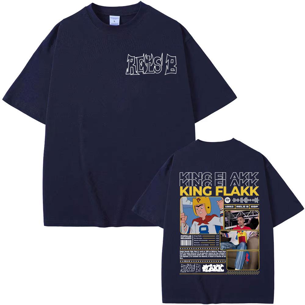 Rapper RELS B King Flakk Smile Album Cover T-shirt Men Women High Quality  Hip Hop Gothic T Shirts Oversized Pure Cotton T Shirt