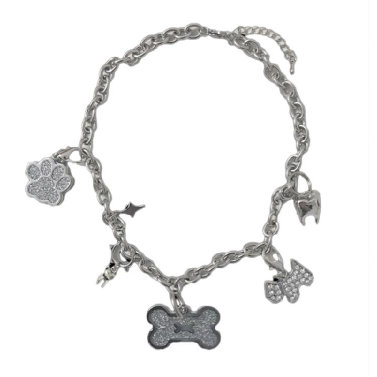 

Dog Bone Tassels Pendant Necklace Metal Chain Choker Fashion Collar Necklace 1