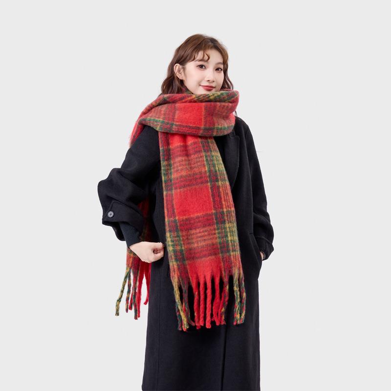 Women's Korean Plaid Mohair Scarf - Warm, Fashionable, Versatile Winter Neck Warmer