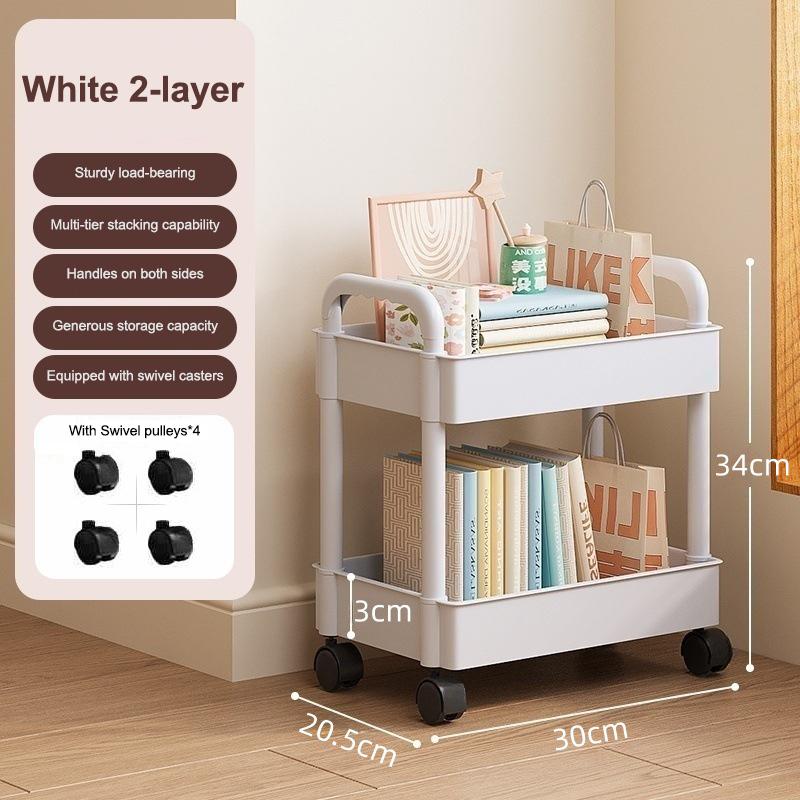 Haushaltswagen Bodenregal, Multifunktionaler Küchenaufbewahrungswagen, Bewegliche Aufbewahrung mit Rädern, Mehrszenenanwendung