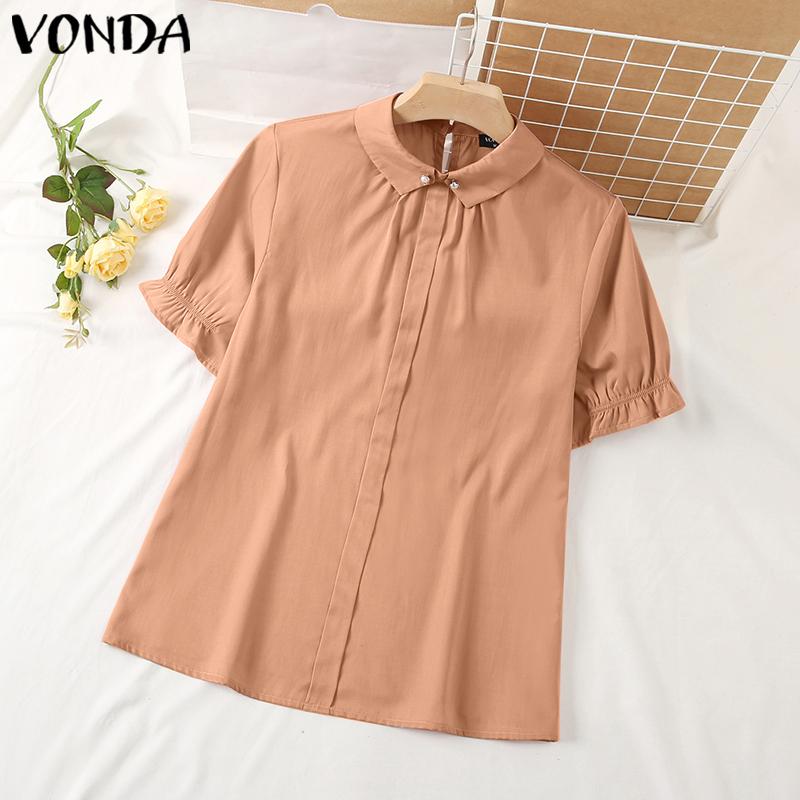 

Летние элегантные женские однотонные топы VONDA с ​​пышными рукавами