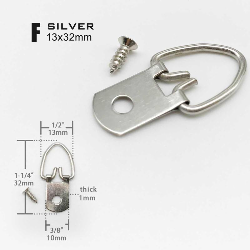 Golden Silver Black Triangle D-Ring Hanging Oil Painting Mirror Picture Frame Hanger Art Work Photo Wall Hook with Screws