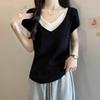 2026 Spring Women's Short-Sleeve Faux Two-Piece Ice Silk Top - Flattering Cover-Up T-Shirt for Summer