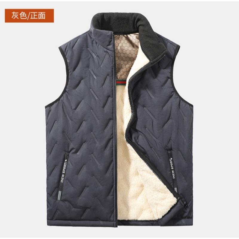 New winter men's graphene vest with fleece large size lamb fleece warm outer wear vest sleeveless vest