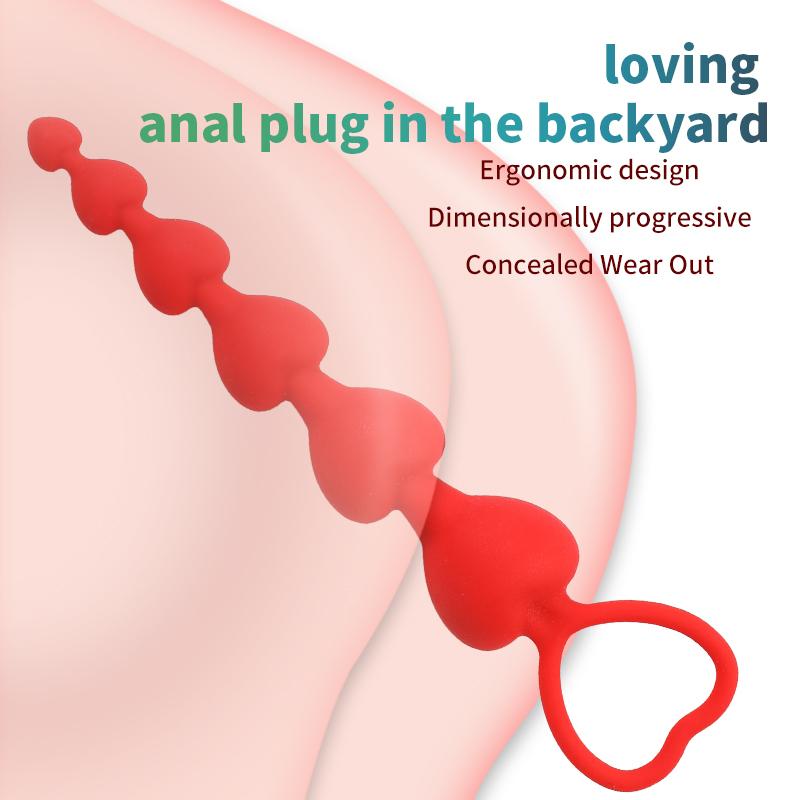 Heart Beads Soft Anal Plug Anus Toys Big  Balls Silicone G-Spot Stimulating Butt Plugs Adult Sex  Couple Sexy