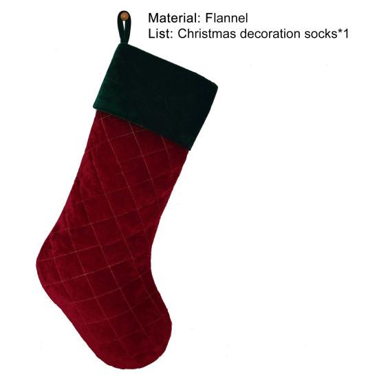 1 Stück Karomuster Rot Grün Weihnachtsstrumpf Flanell Feine Textur Strumpf Geschenktüte Heimdeko