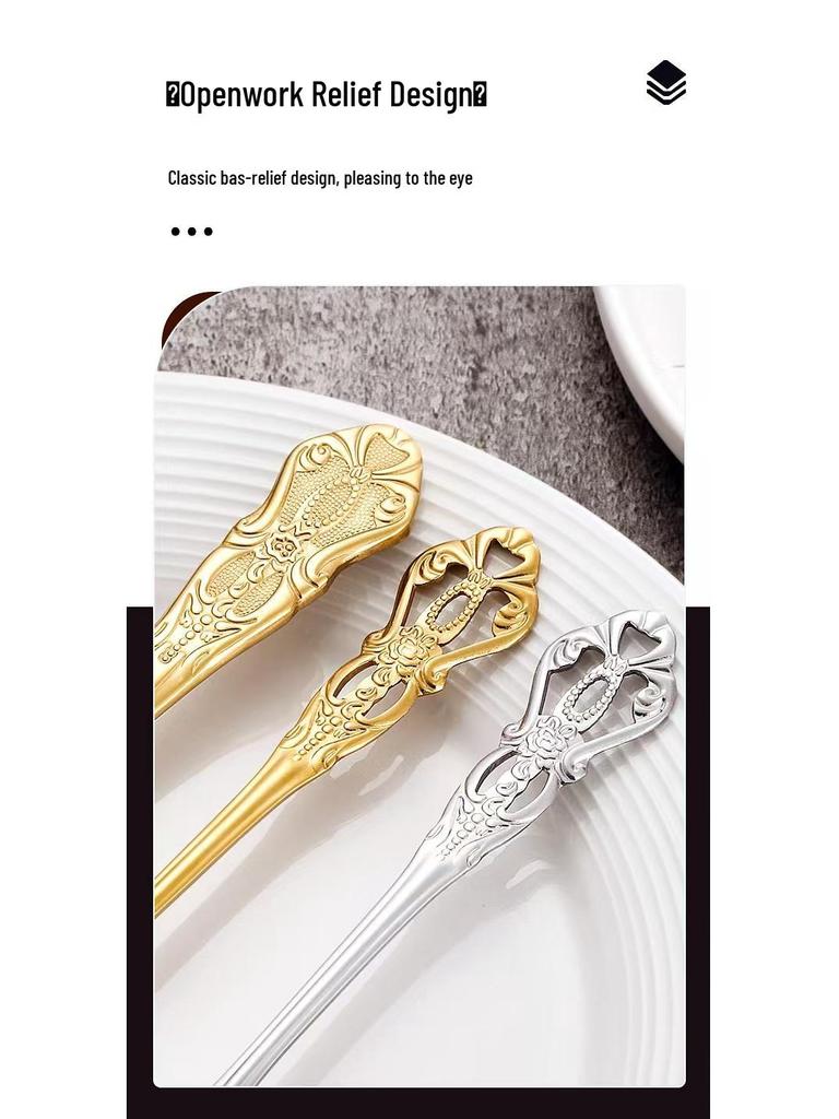 Royal Court 24-Piece Stainless Steel Cutlery Set - Embossed Hollow Steak Knives, Forks, and Spoons