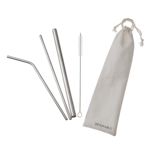

Desirable Eco-Friendly Stainless Steel Straws, Set of 3, with Brushes, Sustainable, Eco-Friendly, BPA-Free, Stylish, Reusable, and Includes a Storage