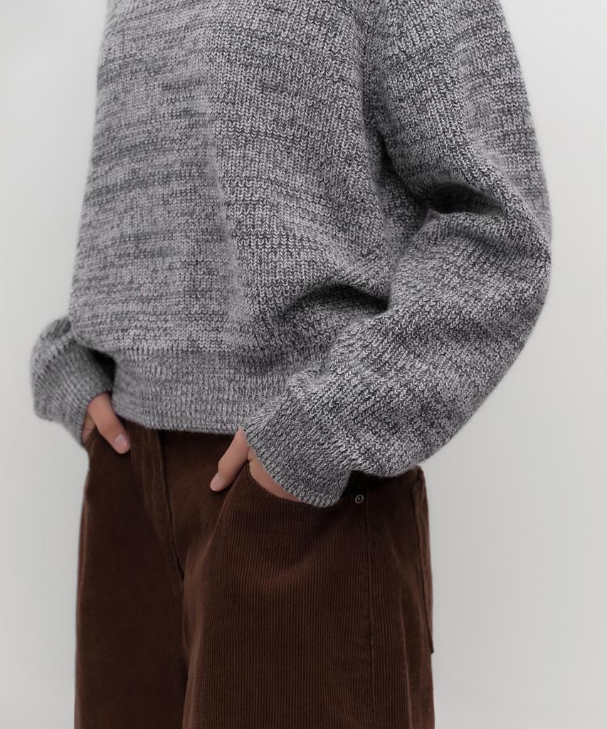 MUSINSA STANDARD WOMAN Women'S Mixed Yarn Crew Neck Knit [Melange Grey]