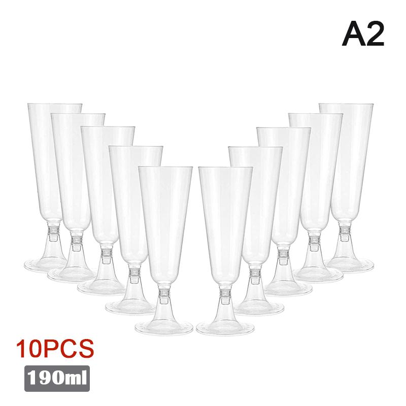 1/10Pcs Plastic Disposable Clear Champagne Cocktail Glasses Wine Cups Birthday Party Wedding Anniversary Festival Drinkware