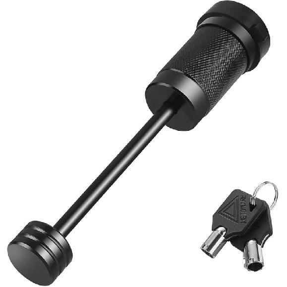 METOWARE Trailer Tongue Coupler Lock 1/4  Dia, 3-1/2  Span, Trailer Hitch Lock For Latch-Type Coupler, Black Trailer Pin Lock For Towing Trailer RV 1 Pack