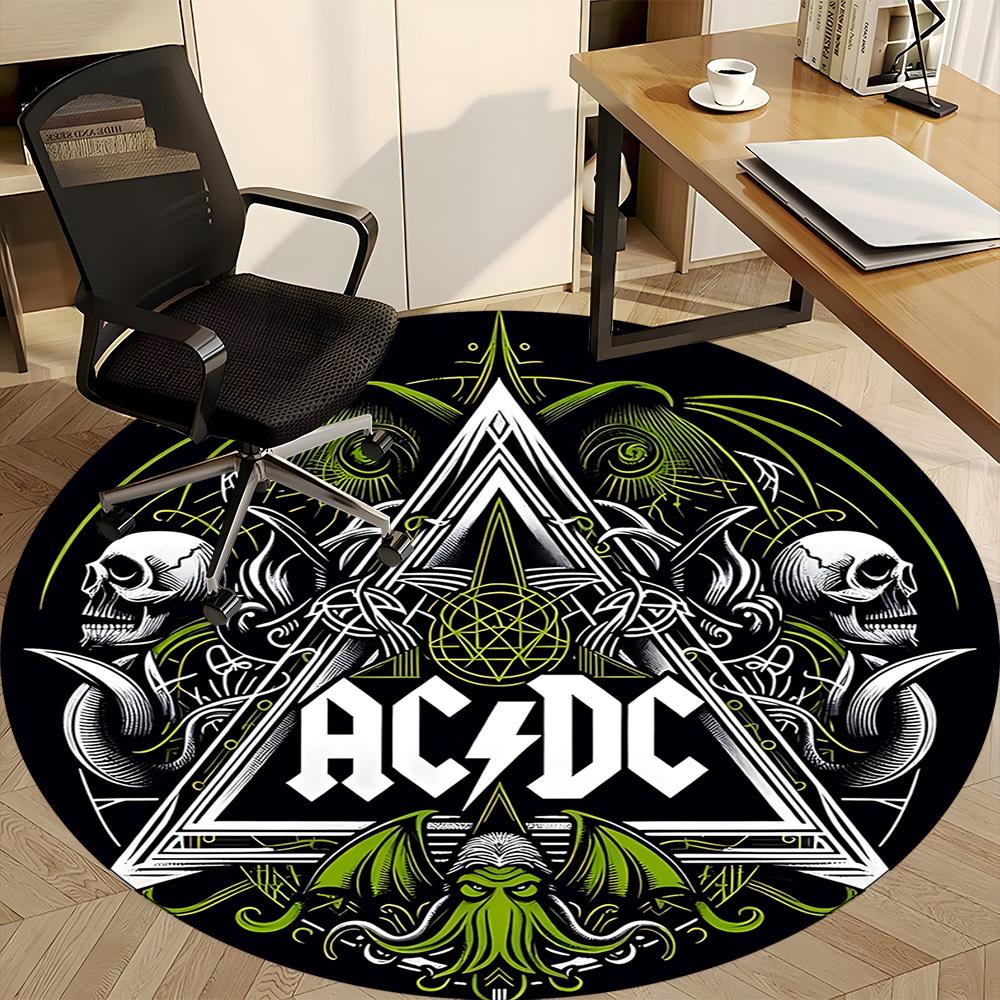 1pc ACDC Chair Carpet for Office Non-Slip, Soft & Comfortable, Carpet for Office, Gaming, Lightweight Round Floor Mat