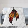 Colored Feather Printed Blanket Watercolor Bohemian Comfort Flannel Blanket For Sofa Bed Blanket