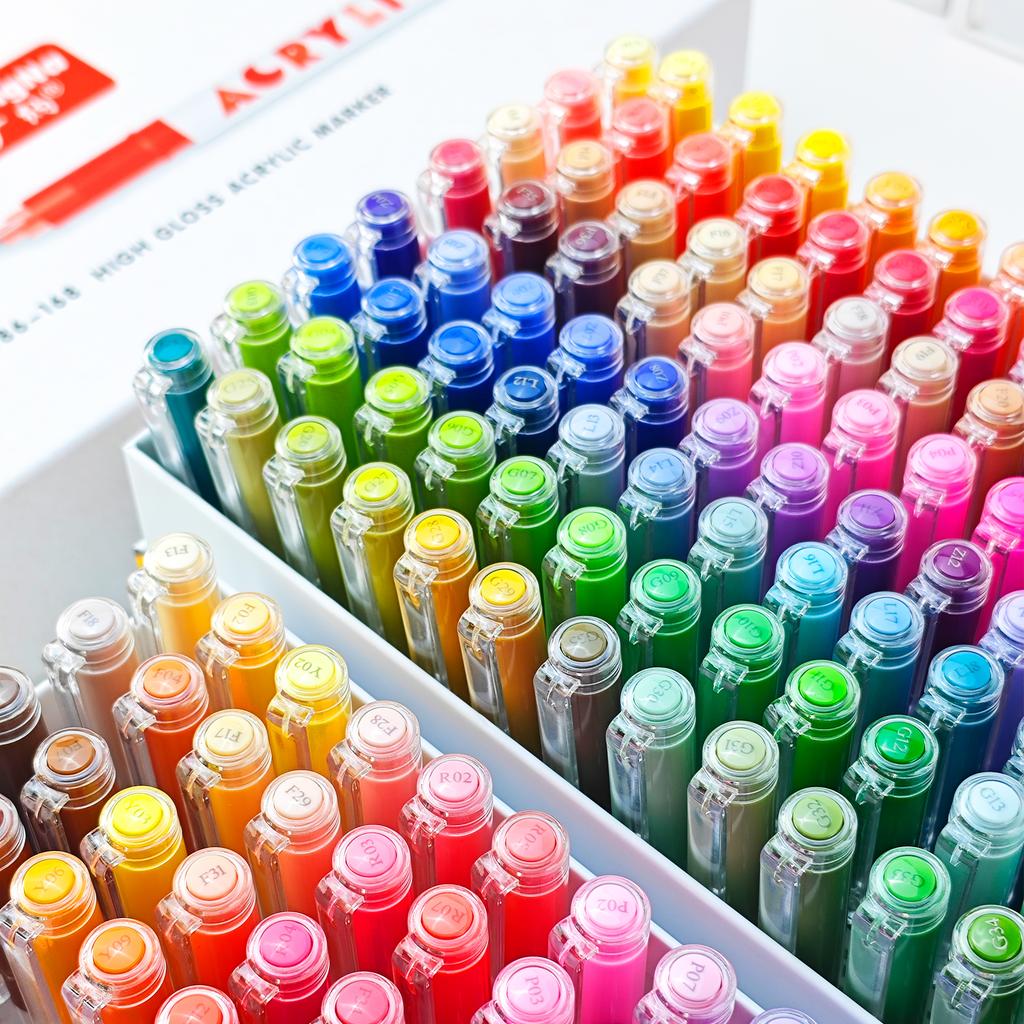 GuangNa 586 Straight Liquid High-gloss Acrylic Marker Pen 72/168 Color Art Painting Graffiti Manual Neutral Pen Large Capacity