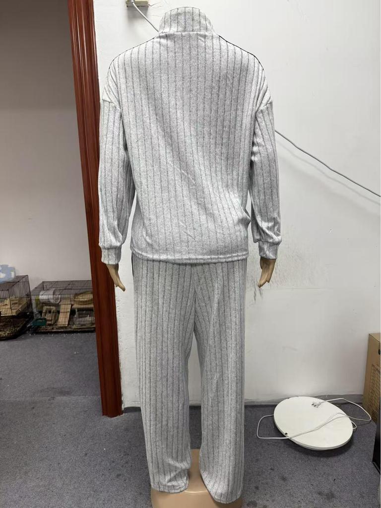 2025 European Style Plus Size Two-Piece Set: Casual Sweatshirt and Wide-Leg Pants for Women