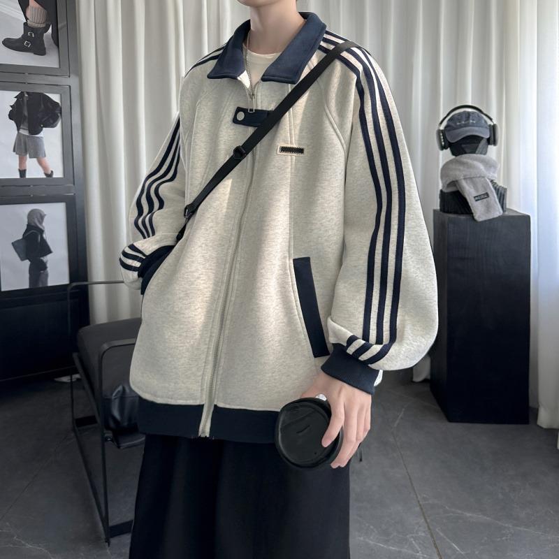 Unisex College Style Velvet Hoodie Cardigan - Autumn/Winter Loose Fit XXXL