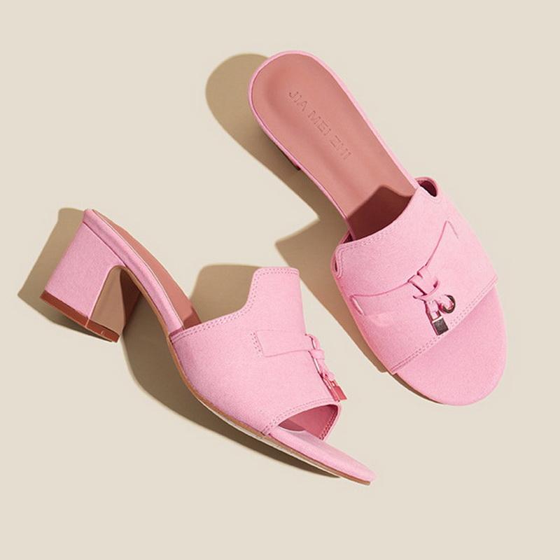 

Women Fashion High Thick Heel Slide Sandals Office Banquet High Heel Slides Nightclub Party Host Model Catwalk Hot Style Sandals 41 рожевий