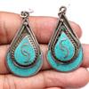 Boucles d'oreilles Tibétaines Turquoise Lapis Lazuli Népalaises Bijoux Faits Main Corail Tribal