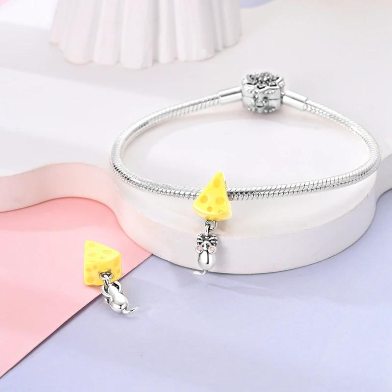 Creative Cheese Mouse Beads Copper Original Beads Fit Originalcharms Bracelet Beads Jewelry Gifts For Women
