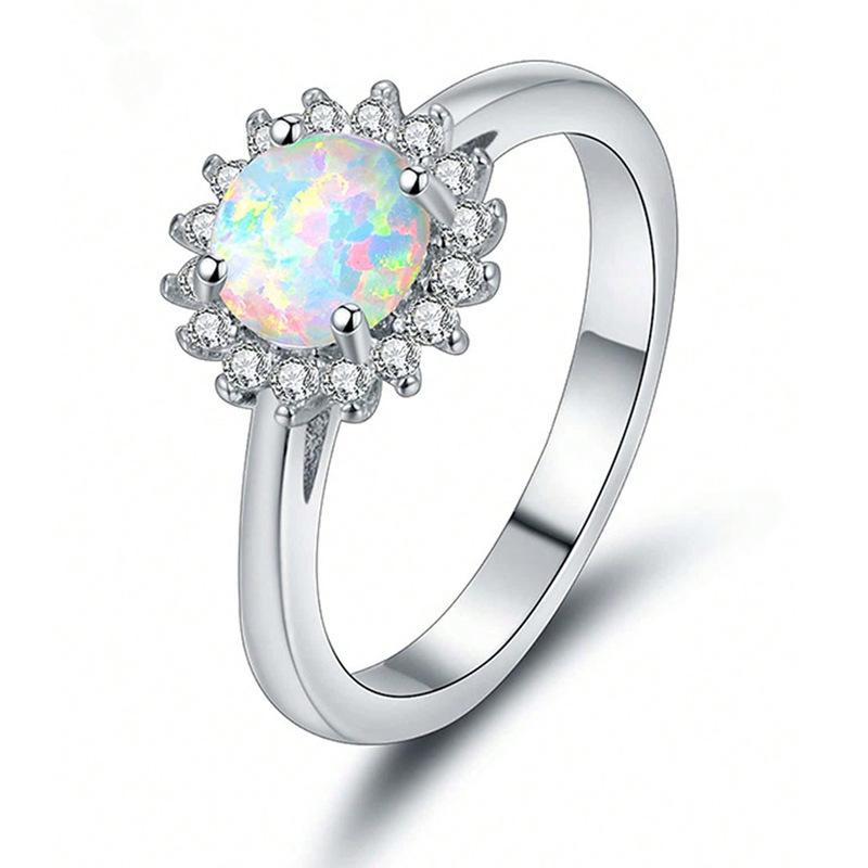 

Round opal ring fashion creative female ring explosion birthday gift European and American jewelry fashion commute No. 10 платиновий