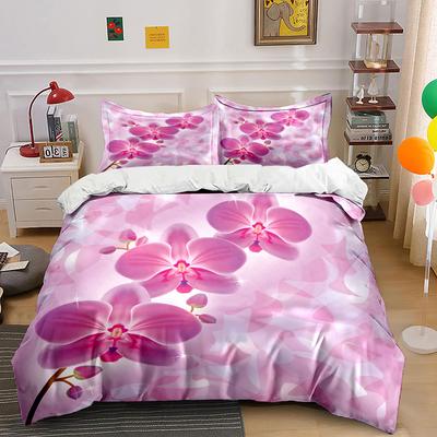 Elegant Orchid Trio For Decor  Kid'S And Adults' Bedroom Decor, Exquisite Three-Piece Bedding Set Gift