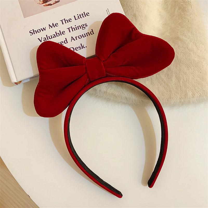 Christmas Red Velvet Bow Headband for Women's Autumn and Winter Cute Birthday Headbands Internet Famous 2026 Hair Accessories