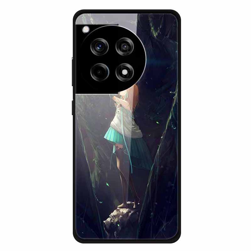 For OnePlus 12R 5G/Ace 3 5G Case Stylish Pattern PC+TPU+Tempered Glass Cell Phone Cover