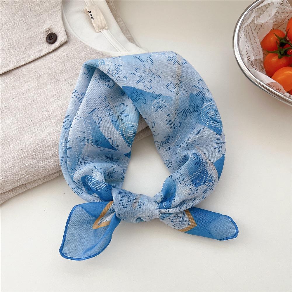 Cashew Small Square Scarf Floral Square Handkerchief Simple Printed Silk Scarf  Vacation