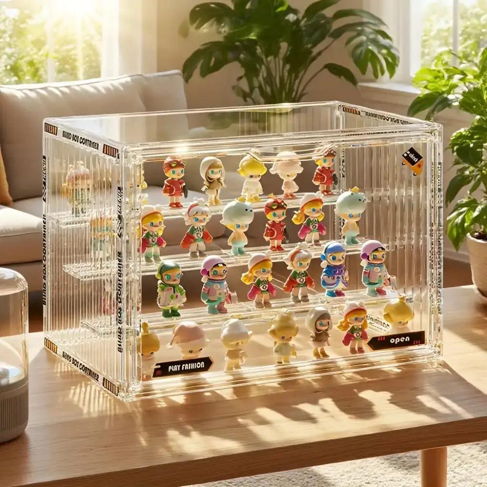 Transparent Acrylic Display Case Magnetic Closure Large Capacity Collectible Storage Box for Figurines Desktop Organizers Box