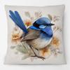 Australian Blue Wren With Flower Cushion Covers Bird Decor Sofa Decorative Pillowcase