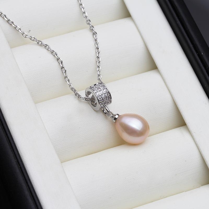 Trend Freshwater Natural Pearl Necklace pendant For Women,Real 925 Sterling Silver Pearl Pendant necklace Wife Engagement Gift