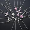 Set di 9 Collane con Ciondoli Eleganti in Zircone da Donna Moda Colore Rosa Croce Farfalla Cuore Fiocco Collane Gioielli da Festa Regalo