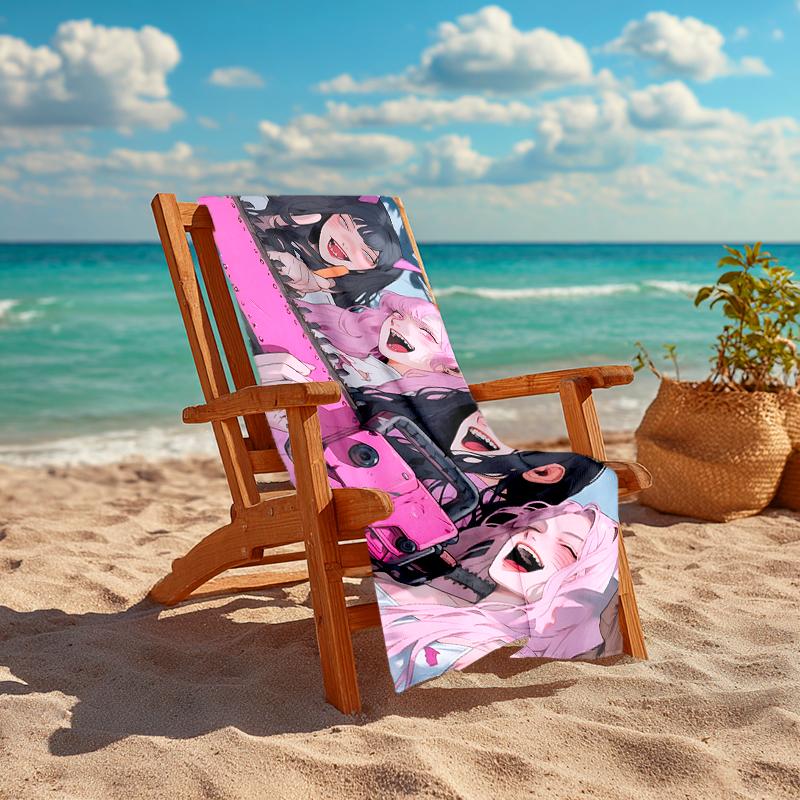 1Pc Pink Chainsaw Horror Beach Towel Quick Dry Multiuse For Beach Pool Gym Yoga Home Travel Christmas Halloween Xmas Gift S1624