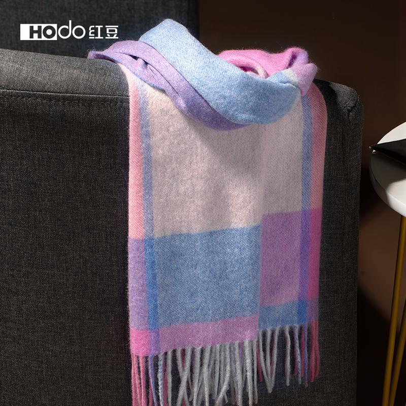 Red Bean Pure Cashmere Scarf Women's Autumn and Winter Warm and Cold Proof Scarf, Men's and Women's Universal Checkered Scarf