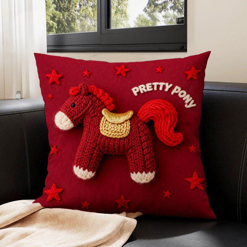 Woolen Pony Throw Pillow Headboard Cushion Home Cushion Office Nap Pillow Sofa Pillow