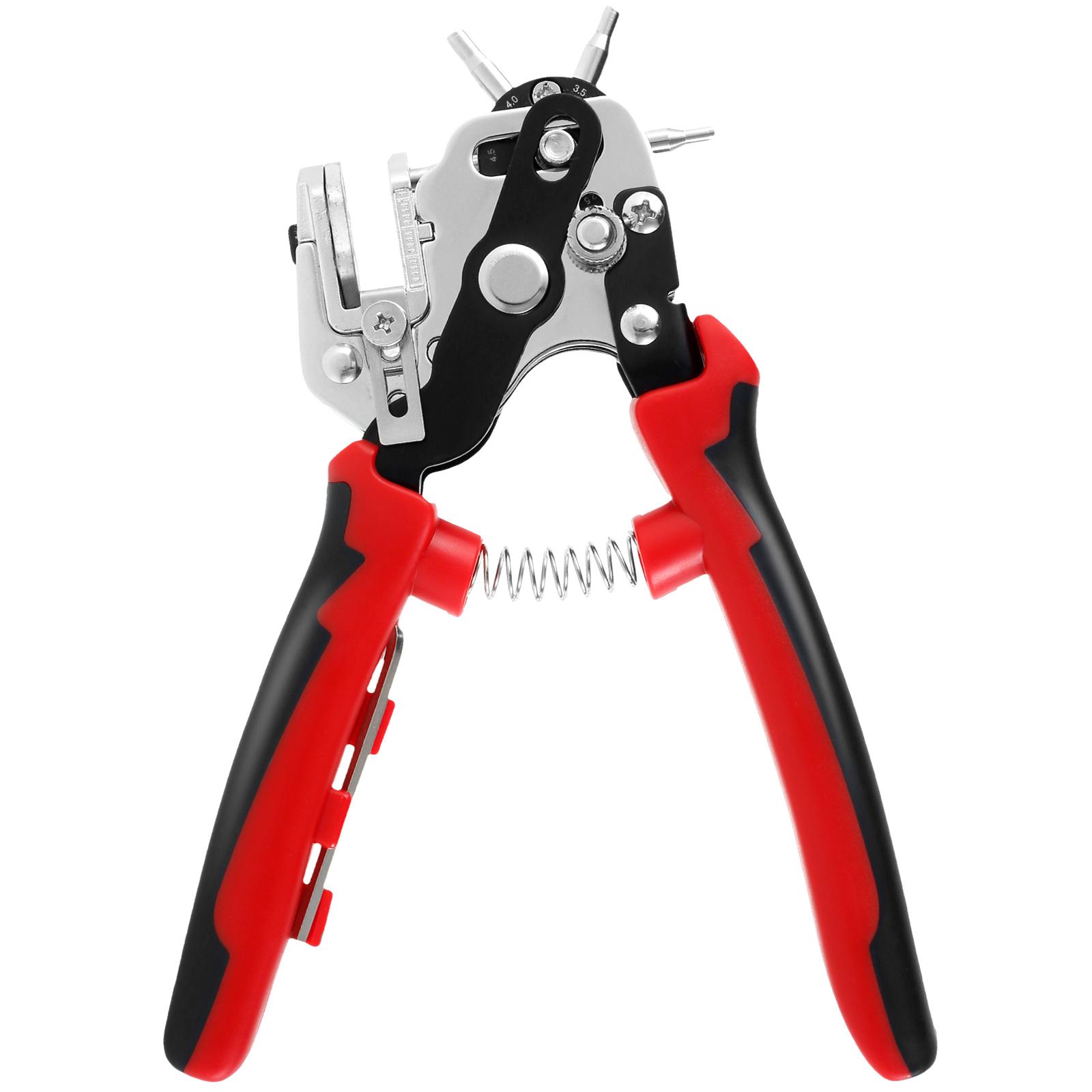 

Hole Punch Tool Pliers Stainless Steel Belt Hole Puncher Adjustable Handheld Leather Punch Tool for Fabric Belts Plastic Paper красный