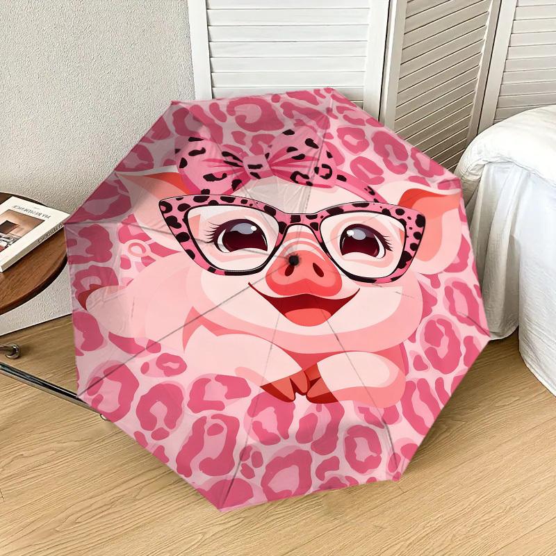 1pc Pink Pig Pattern Pattern Umbrella Design Automatic Opening and Closing Umbrella, High-quality Travel Umbrella,  C1128172