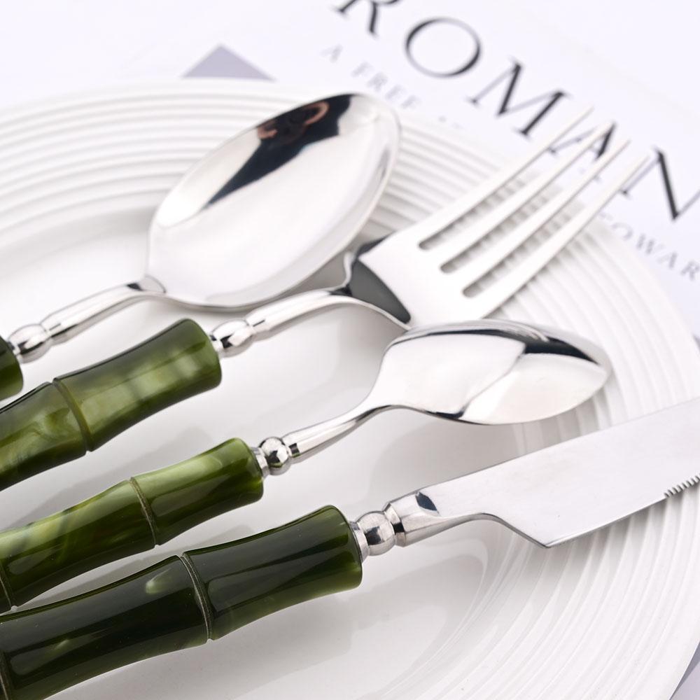 1pc Mirror Stainless Steel Dinnerware Plastic Handle Western Cutlery Butter Knife Fork Spoon Kitchen Party Tableware